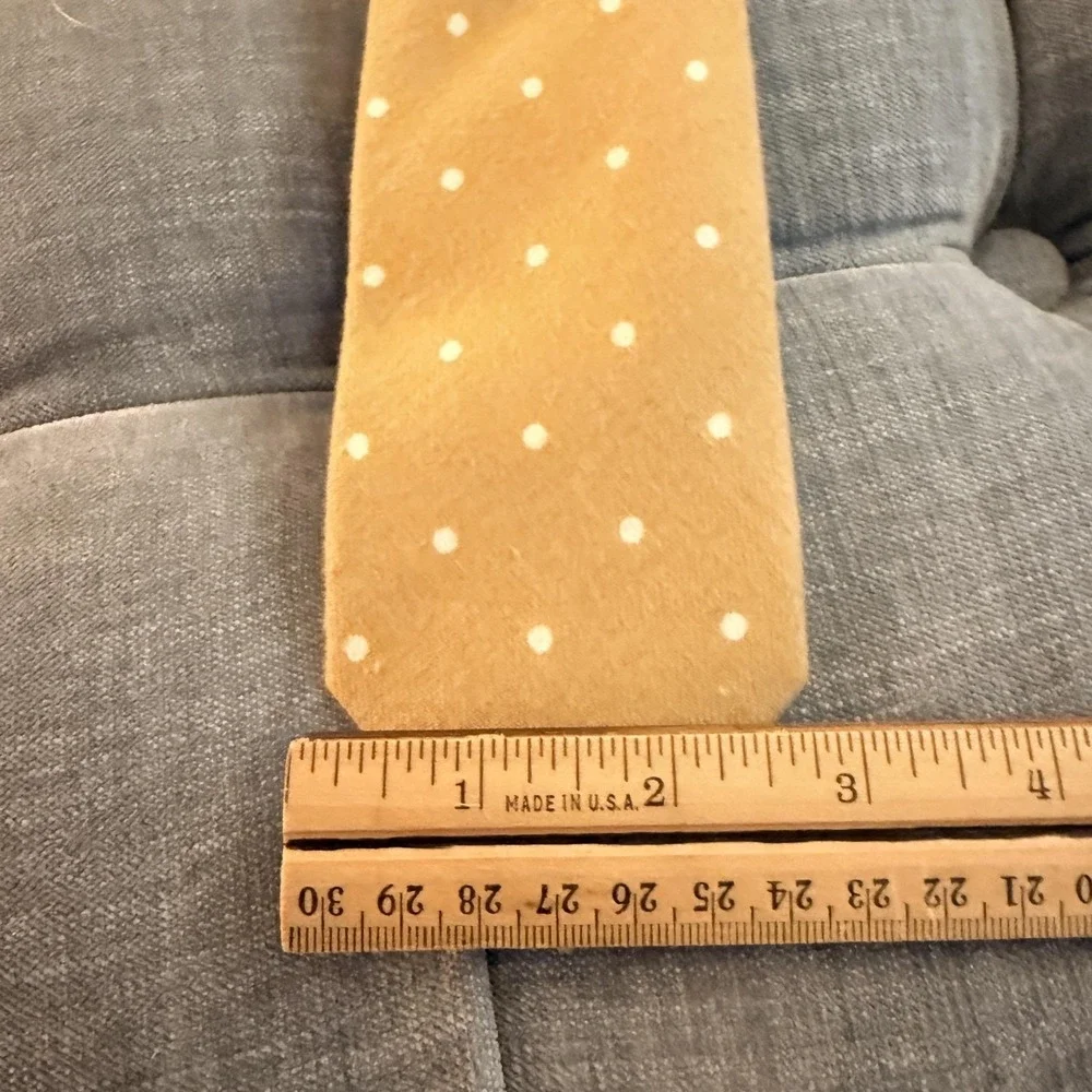 Jack Sartori Italia Tie Mens One Size Yellow Polka Dot Skinny Necktie Cotton
